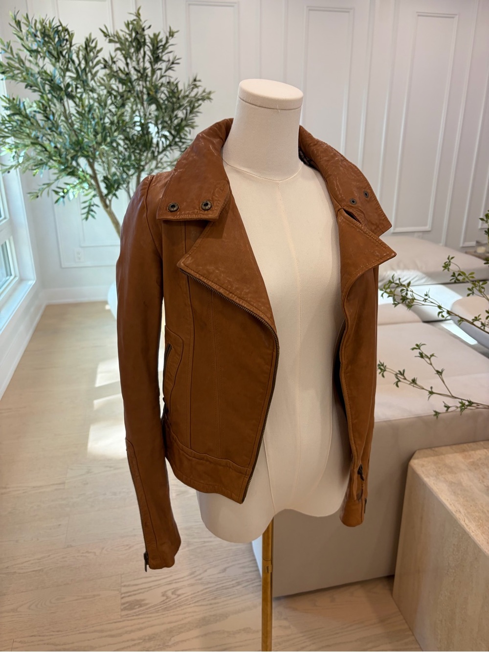 Mackage Cognac Leather Moto Jacket - Picture 3 of 3